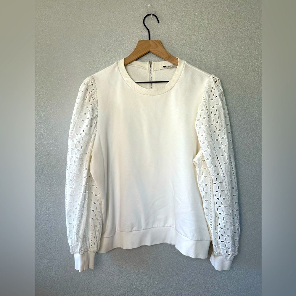 Anthropologe Othilia Imogen Eyelet Pullover White Size XL - Picture 4 of 12